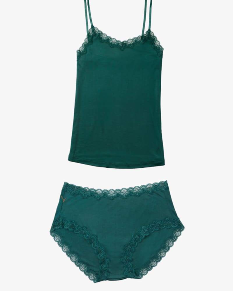 Front of a size L Soft Silk Set Bundle in Smoke Pine Silk Set by Uwila Warrior. | dia_product_style_image_id:242517